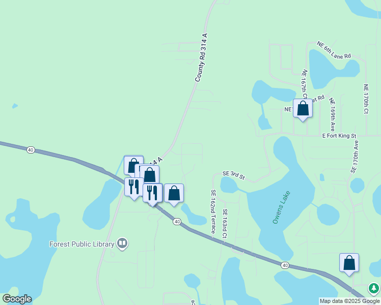 map of restaurants, bars, coffee shops, grocery stores, and more near 16159 Northeast 2nd Street in Silver Springs