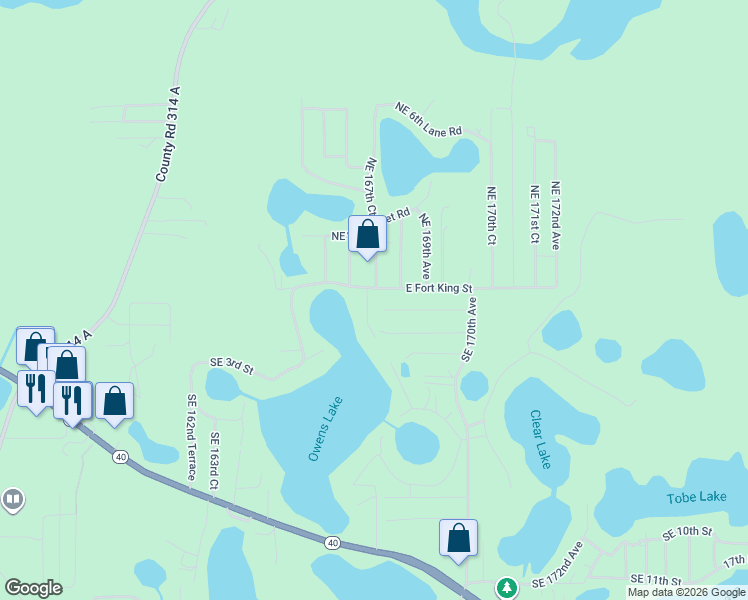map of restaurants, bars, coffee shops, grocery stores, and more near 73 Northeast 167th Avenue in Silver Springs