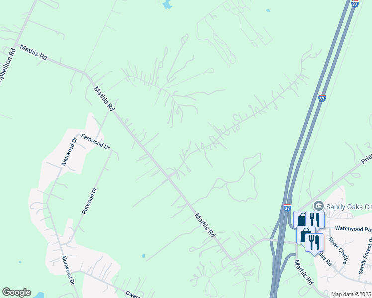 map of restaurants, bars, coffee shops, grocery stores, and more near 22719 Red Sand Drive in San Antonio