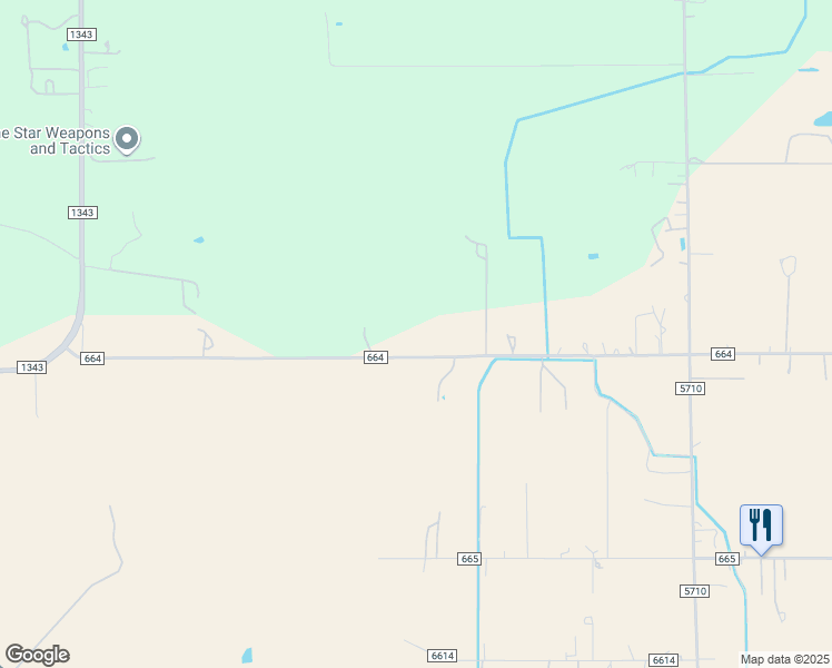 map of restaurants, bars, coffee shops, grocery stores, and more near 1636 County Road 664 in Devine