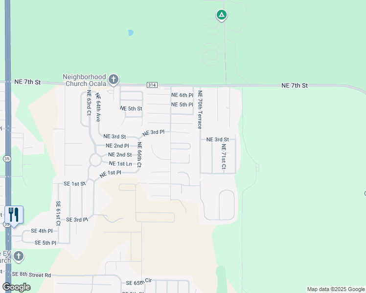 map of restaurants, bars, coffee shops, grocery stores, and more near 6867 Northeast 2nd Loop in Ocala