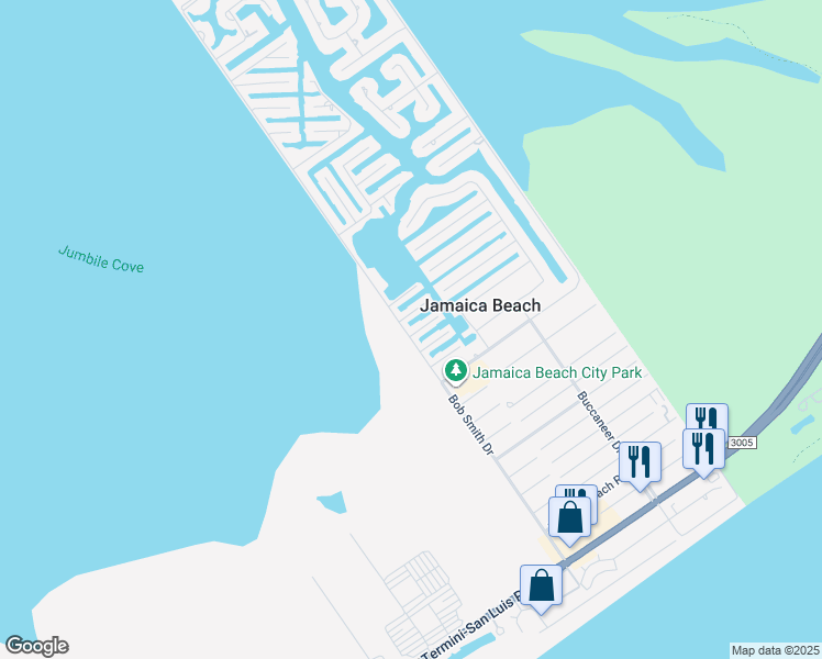 map of restaurants, bars, coffee shops, grocery stores, and more near 16718 Tahiti Way in Jamaica Beach
