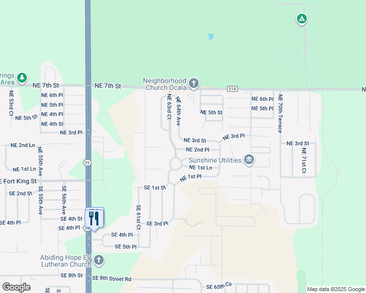 map of restaurants, bars, coffee shops, grocery stores, and more near 6401 Northeast 2nd Place in Ocala