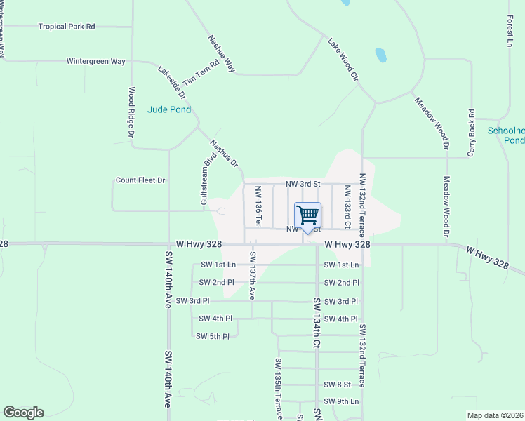 map of restaurants, bars, coffee shops, grocery stores, and more near 115 Northwest 136th Terrace in Ocala