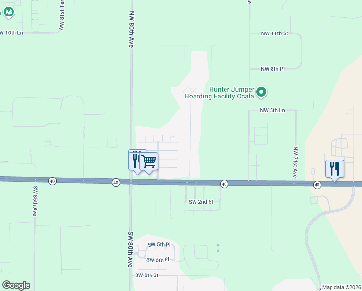 map of restaurants, bars, coffee shops, grocery stores, and more near 330 Northwest 76th Terrace in Ocala