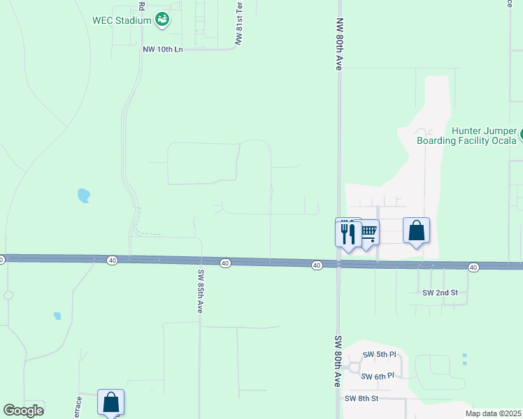 map of restaurants, bars, coffee shops, grocery stores, and more near 8321 Northwest 2nd Street in Ocala