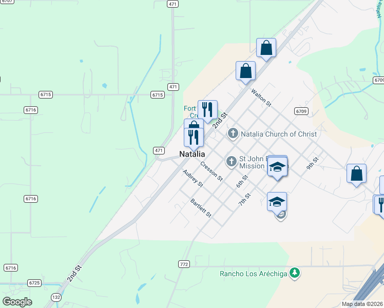 map of restaurants, bars, coffee shops, grocery stores, and more near in Natalia
