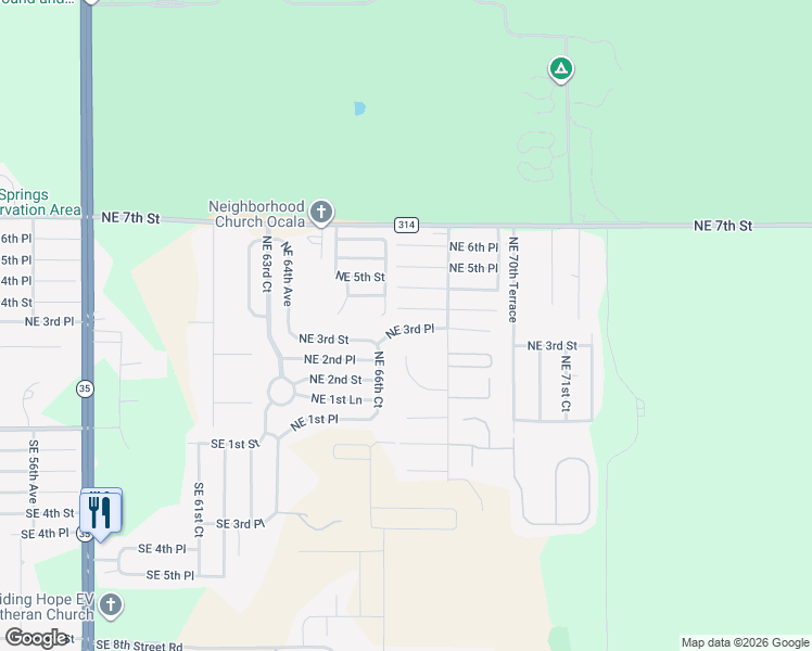 map of restaurants, bars, coffee shops, grocery stores, and more near 6731 Northeast 3rd Place in Ocala