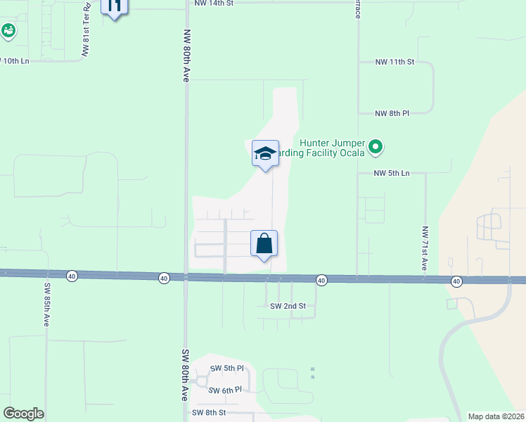 map of restaurants, bars, coffee shops, grocery stores, and more near 330 Northwest 76th Terrace in Ocala