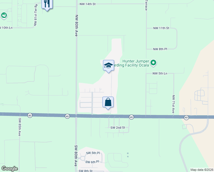 map of restaurants, bars, coffee shops, grocery stores, and more near 330 Northwest 76th Terrace in Ocala