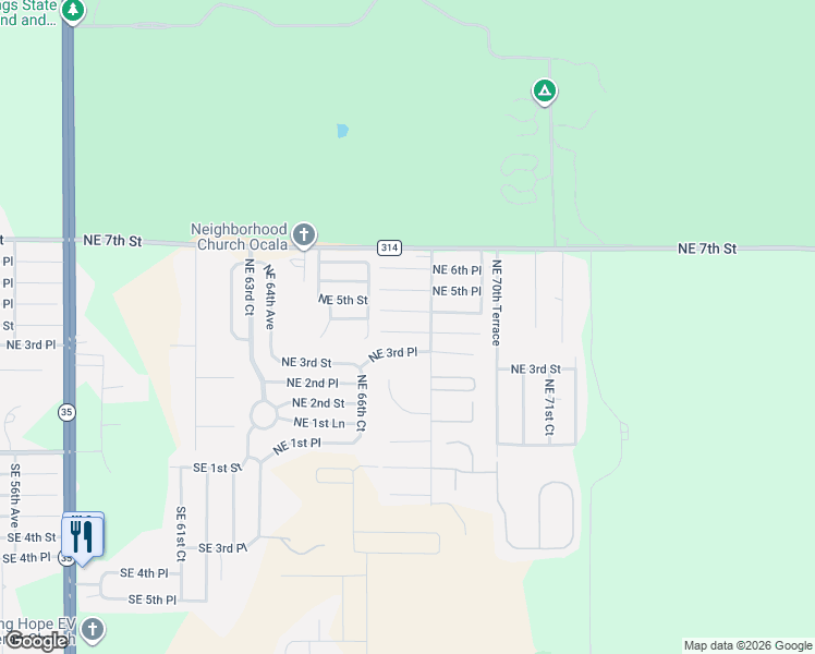 map of restaurants, bars, coffee shops, grocery stores, and more near 6731 Northeast 3rd Place in Ocala