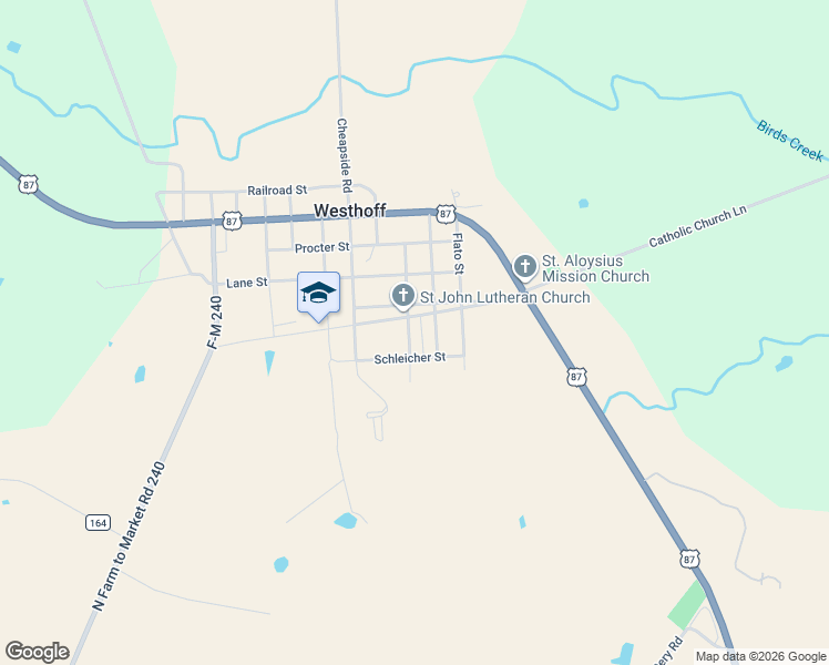 map of restaurants, bars, coffee shops, grocery stores, and more near 157 Cook Avenue in Westhoff