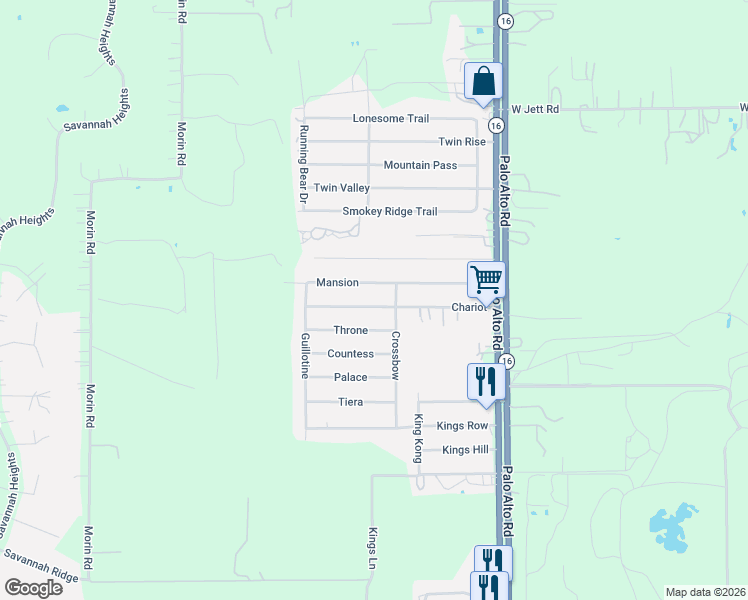 map of restaurants, bars, coffee shops, grocery stores, and more near 4403 Mansion in Von Ormy