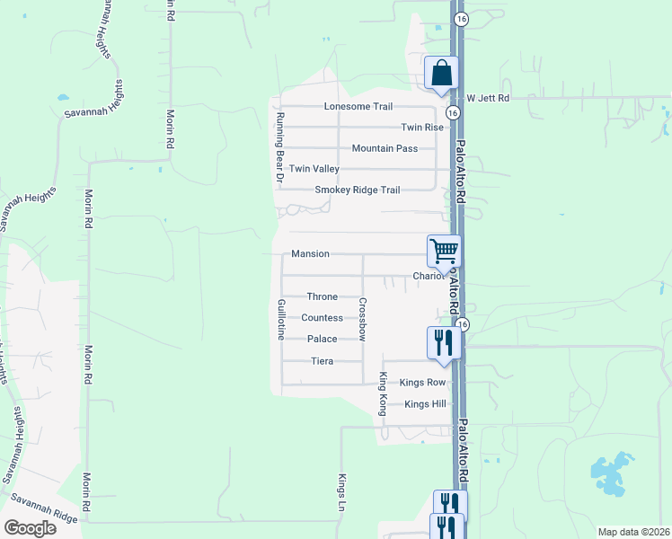 map of restaurants, bars, coffee shops, grocery stores, and more near 4403 Mansion in Von Ormy