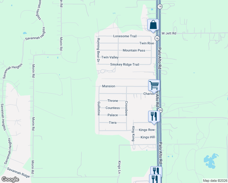 map of restaurants, bars, coffee shops, grocery stores, and more near 4443 Mansion in Von Ormy