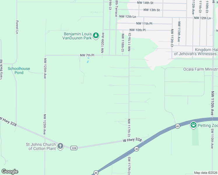 map of restaurants, bars, coffee shops, grocery stores, and more near 458 Northwest 117th Court in Ocala