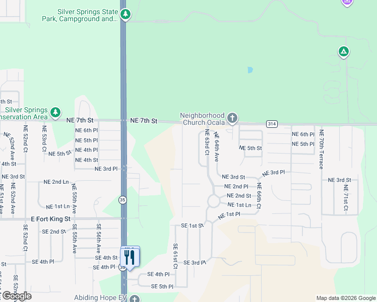 map of restaurants, bars, coffee shops, grocery stores, and more near 471 Northeast 61st Terrace in Ocala