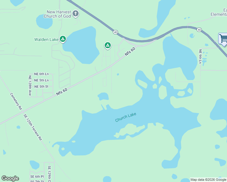 map of restaurants, bars, coffee shops, grocery stores, and more near 451 Northeast 134th Terrace in Silver Springs