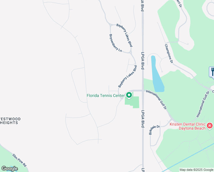 map of restaurants, bars, coffee shops, grocery stores, and more near 208 Mableberry Court in Daytona Beach