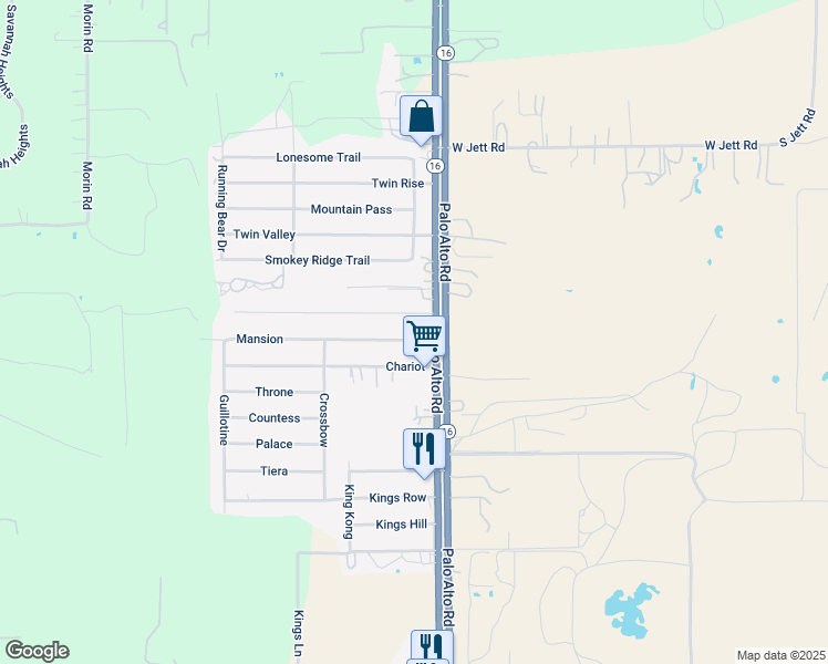 map of restaurants, bars, coffee shops, grocery stores, and more near 4107 Mansion in Von Ormy