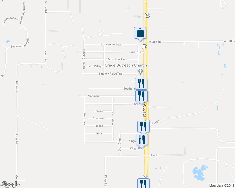 map of restaurants, bars, coffee shops, grocery stores, and more near 4309 Mansion in Von Ormy