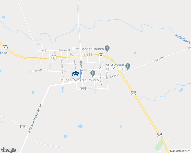 map of restaurants, bars, coffee shops, grocery stores, and more near 157 Cook Avenue in Westhoff
