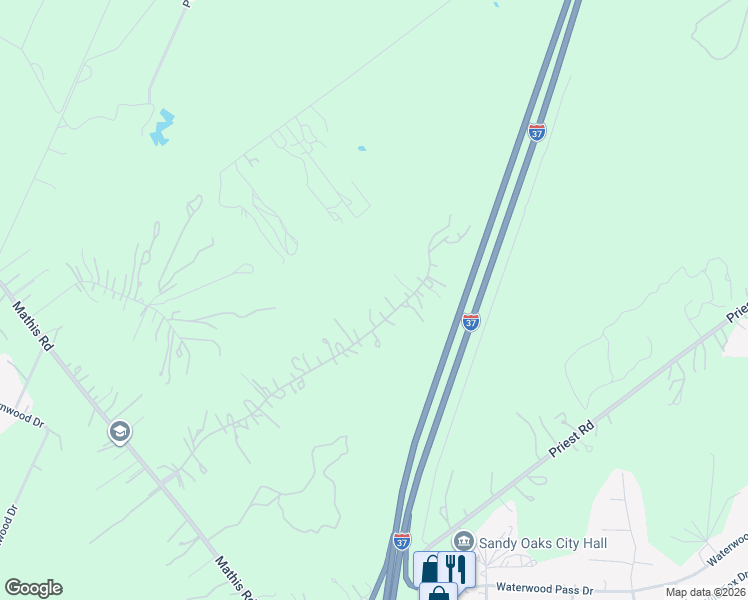 map of restaurants, bars, coffee shops, grocery stores, and more near 22337 Red Sand Drive in San Antonio