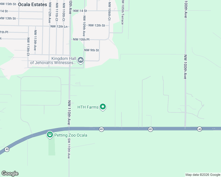 map of restaurants, bars, coffee shops, grocery stores, and more near 10631 Florida 40 in Ocala