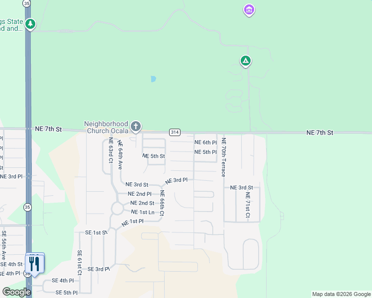 map of restaurants, bars, coffee shops, grocery stores, and more near 6805 Northeast 5th Place in Ocala