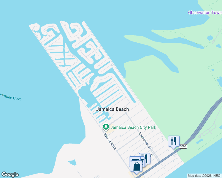 map of restaurants, bars, coffee shops, grocery stores, and more near 16522 Nassau Way in Jamaica Beach