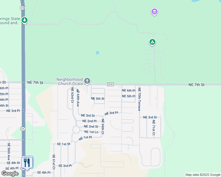 map of restaurants, bars, coffee shops, grocery stores, and more near 6739 Northeast 6th Place in Ocala