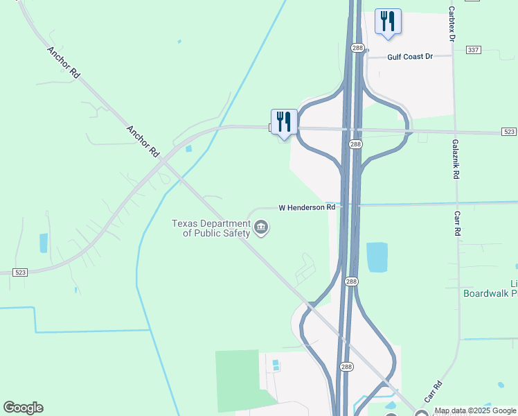 map of restaurants, bars, coffee shops, grocery stores, and more near 1601-1899 West County Road 341 in Angleton