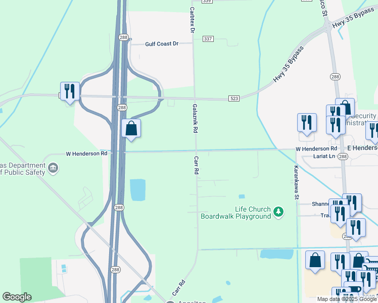 map of restaurants, bars, coffee shops, grocery stores, and more near in Brazoria County