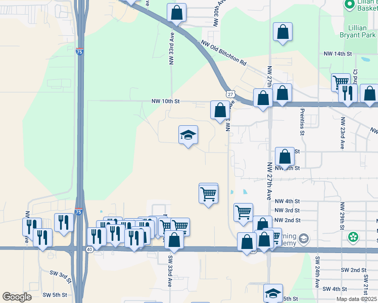 map of restaurants, bars, coffee shops, grocery stores, and more near 700 Northwest 30th Avenue in Ocala