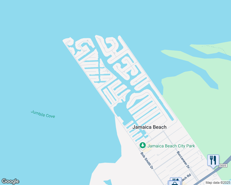 map of restaurants, bars, coffee shops, grocery stores, and more near 16561 Flounder Way in Jamaica Beach
