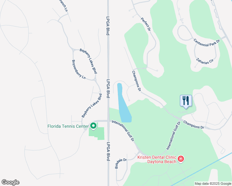 map of restaurants, bars, coffee shops, grocery stores, and more near 240 Bauer Circle in Daytona Beach