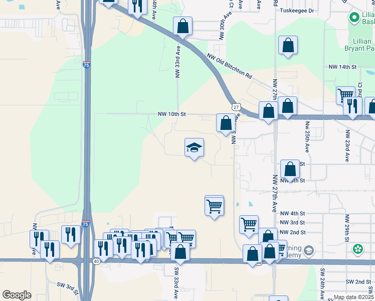 map of restaurants, bars, coffee shops, grocery stores, and more near 700 Northwest 30th Avenue in Ocala
