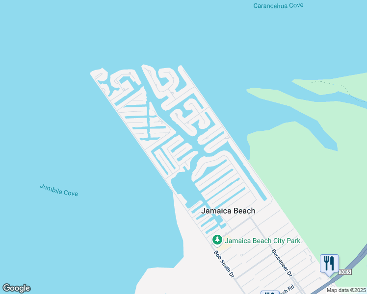 map of restaurants, bars, coffee shops, grocery stores, and more near 16561 Flounder Way in Jamaica Beach