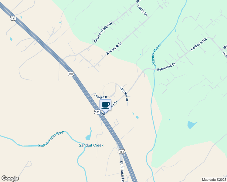 map of restaurants, bars, coffee shops, grocery stores, and more near 516 Lucile Lane in Floresville