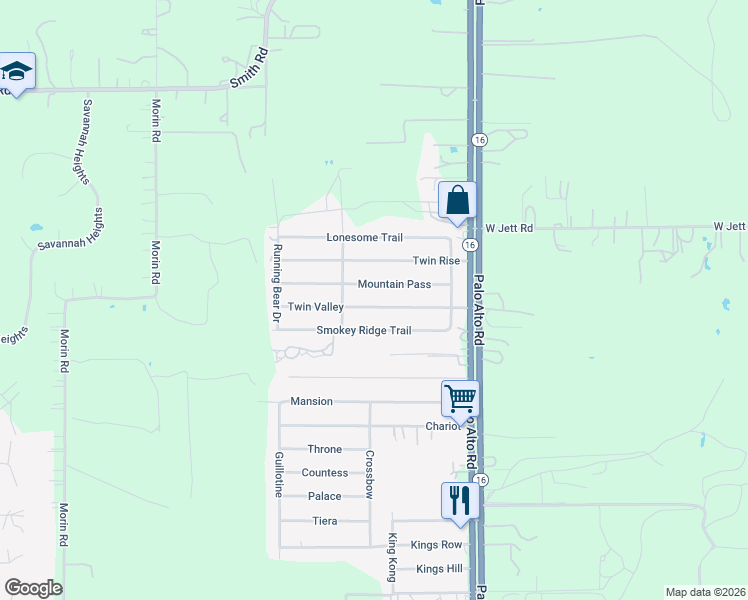 map of restaurants, bars, coffee shops, grocery stores, and more near 4289 Mountain Pass in Von Ormy