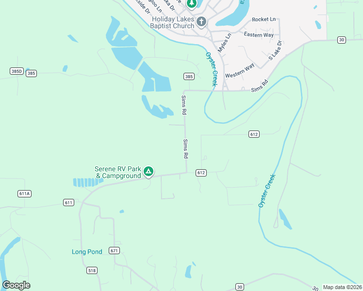 map of restaurants, bars, coffee shops, grocery stores, and more near Sims Road in Angleton