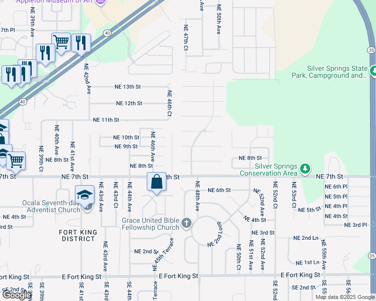 map of restaurants, bars, coffee shops, grocery stores, and more near 810 Northeast 48th Avenue Road in Ocala