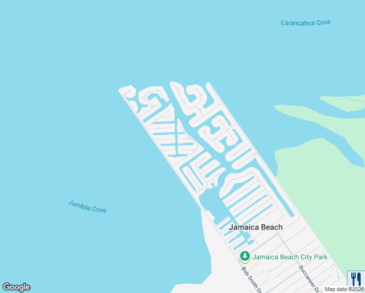 map of restaurants, bars, coffee shops, grocery stores, and more near 16612 Curlew Road in Jamaica Beach