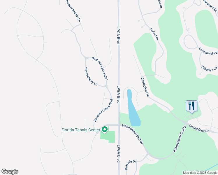 map of restaurants, bars, coffee shops, grocery stores, and more near 401 Bayberry Lakes Boulevard in Daytona Beach