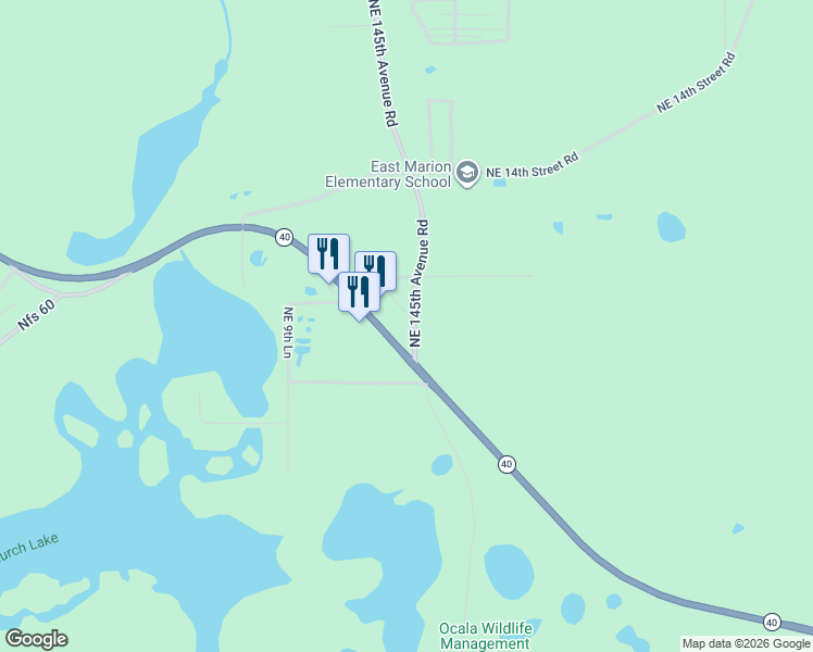 map of restaurants, bars, coffee shops, grocery stores, and more near 922 Northeast 144th Court in Silver Springs