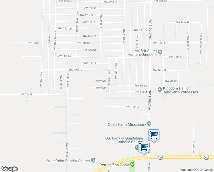 map of restaurants, bars, coffee shops, grocery stores, and more near 850 Northwest 113th Court in Ocala