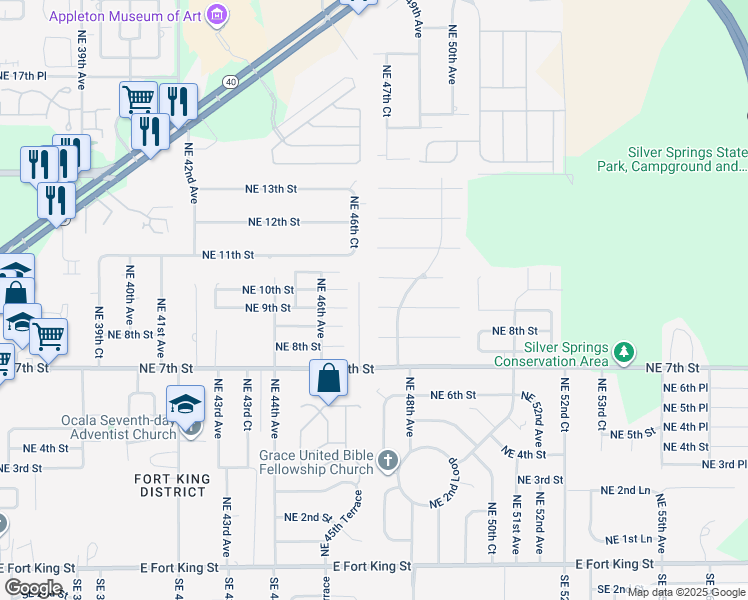 map of restaurants, bars, coffee shops, grocery stores, and more near 810 Northeast 48th Avenue Road in Ocala