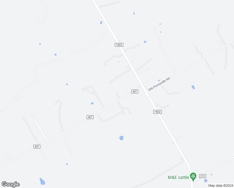 map of restaurants, bars, coffee shops, grocery stores, and more near 121 Country Living Lane in Floresville