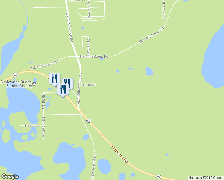 map of restaurants, bars, coffee shops, grocery stores, and more near 14790 Northeast 10th Place in Silver Springs