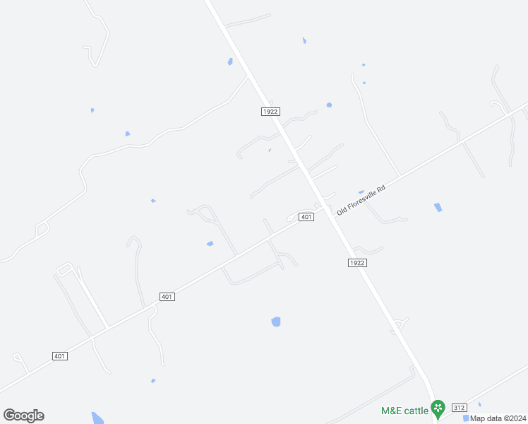 map of restaurants, bars, coffee shops, grocery stores, and more near 121 Country Living Lane in Floresville